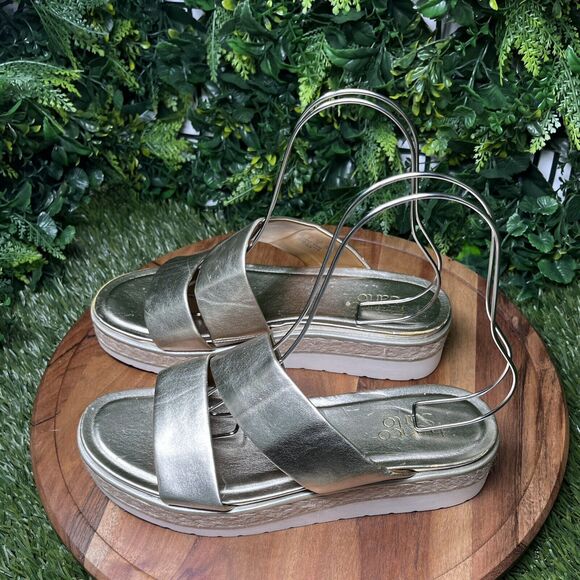 FRANCO SARTO Sandals Women 10 Gold Titan Platform Espadrille Jute‎ Wrap 2177 - Picture 10 of 14